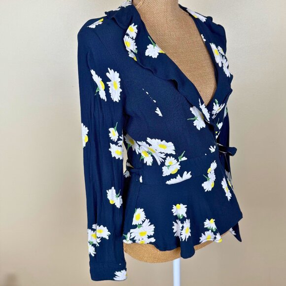 Ganni Tie Waist Blouse | Size 38 | Blue with Flowers - Picture 2 of 8